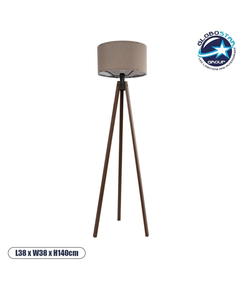 GLOBOSTAR® SAGA 204-0036 Μοντέρνο Επιδαπέδιο Φωτιστικό με Ντουί 1 x E27 AC 220-240V IP20 - Καφέ & Γκρι - Μ38 x Π38 x Υ140cm